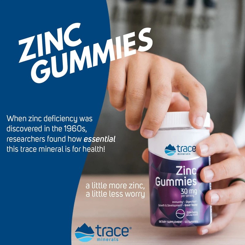 Trace Minerals Chewable Zinc Gummies 60 Count Immune Support for