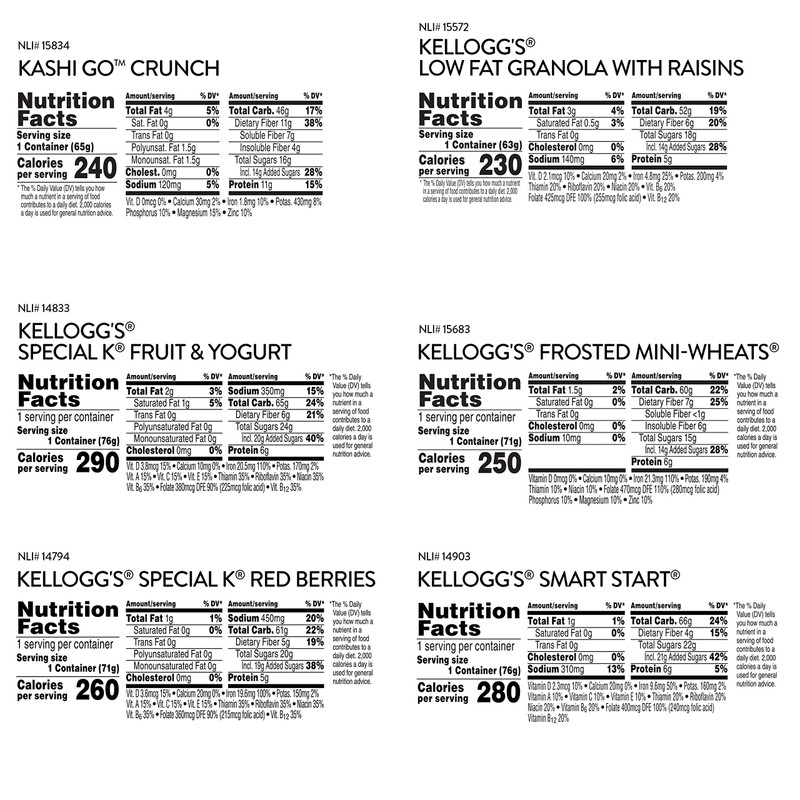 Kellogg's Cereal in a Cup Variety Pack - Nutritional Charge