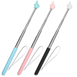 3 Pieces Teacher Pointer Finger, Telescopic Pointer Rod, Hand Hand with Lanyards, Extendable Pointer, Teacher Pointer for Classroom, Primary School Teacher, Classroom Supplies (Black, Pink, Blue)
