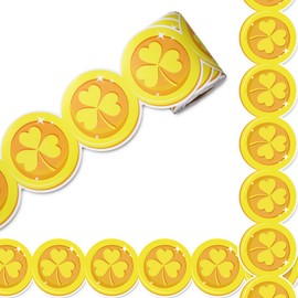 FYSUIMU St. Patrick's Day Bulletin Board Borders Shamrock Clover Gold Coin Die-Cut Border Trim for St. Patrick's Irish Party School Office Chalkboard Door Wall Window Decoration, 32.8Ft