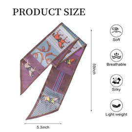 RtPcor Silk Like Head Scarf Neck Scarves for Women Premium Satin Headscarf 59" Long Neck Scarf Headband Fashion Purse Scarf For Handbag