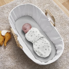 Silentnight Pack of 3 Safe Nights Swaddle Wraps - Baby Clothing Babies Wrap Hamper born Essentials - Baby Items Born Baby Blanket, Grey Star, 559195GE, One Size