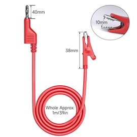 Cleqee Stackabe Banana Plugs to Alligator Clips Test Leads 10 Colours Soft Flexible Electrical Cable for Multimeter Electrical Testing 500V/5A Pack of 10