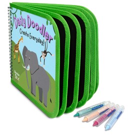 The Pencil Grip Daily Doodler Reusable Activity Book-Wild Animals Cover, Includes 4 Wonder Stix