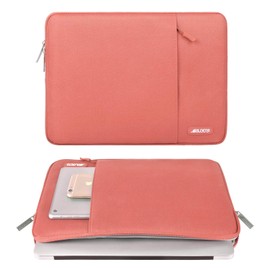 MOSISO Laptop Sleeve Bag Compatible with MacBook Air/Pro, 13-13.3 inch Notebook, Compatible with MacBook Pro 14 inch M3 M2 M1 Chip Pro Max 2024-2021, Polyester Vertical Case with Pocket, Coral