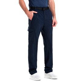 clothin Men's Elastic-Waist Travel Pant Stretchy Lightweight Pant Multi-Pockets Quick Dry Breathable(Blue M-30)