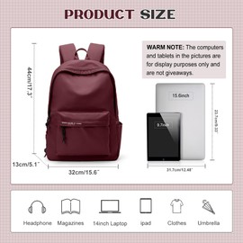 VGOCO School Backpack for Teens Girls Boys Lightweight Middle School Bookbag for Womens Simple High School Backpack Aesthetic College Backpack Causal Travel Daypacks Rucksack Red