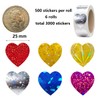 6 Rolls of Kids' Laser Heart Stickers, 3,000 Pieces of
