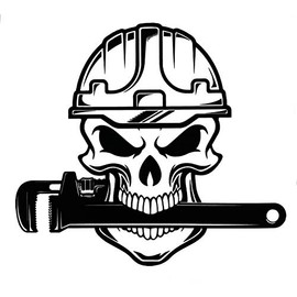 Custom Plumber Skull Monkey Wrench Vinyl Decal - Plumber Tradesman Bumper Sticker - Tumblers Windows Cars Laptops
