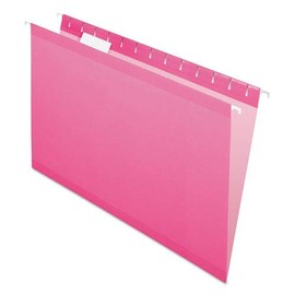 Reinforced Hanging Folders, 1/5 Tab, Legal, Pink, 25/Box