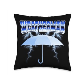 Weatherman Meteorology Meteorologist Umbrella Bootleg Style Throw Pillow