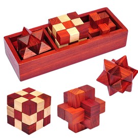 RoseFlower Set of 3 Puzzle Games, Wooden Skill Game, Game Collection, 3D Puzzle, Thinking Games, Puzzle Games, Puzzle Games for Adults and Children