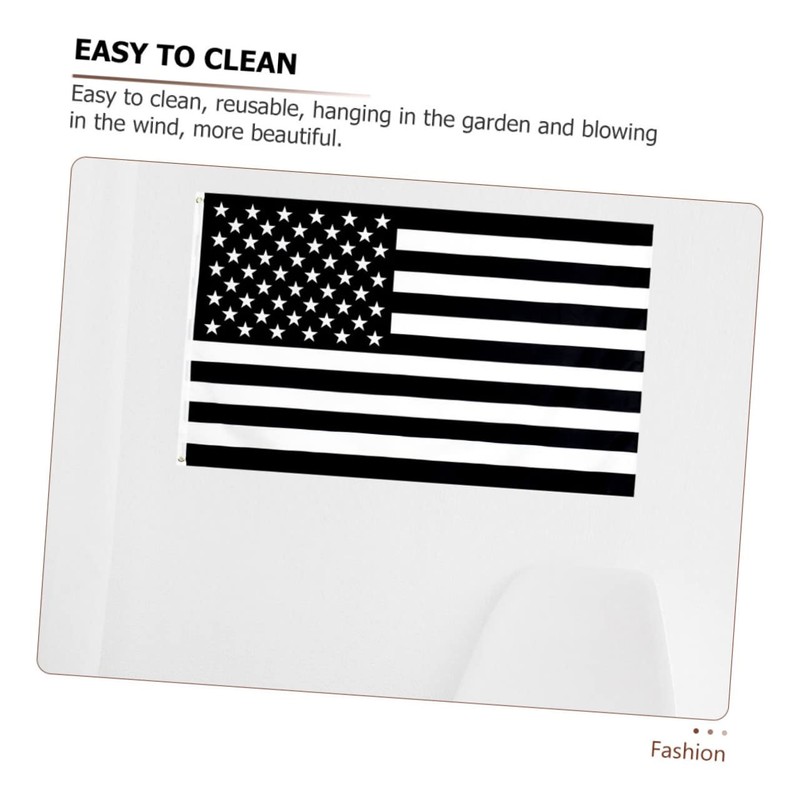 Sosoport 1pc American Flag Garden Banner Decoration Black White Stripe