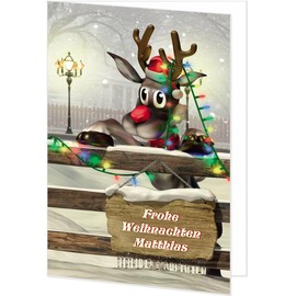 Large Maxi Christmas Card Funny with Desired Text and Envelope, Size DIN A4 (Open A3)