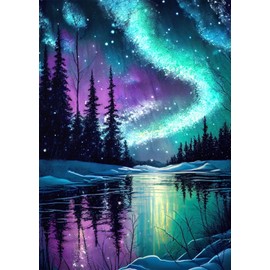 Diamond Painting Kits for Adults, Aurora Full Drill Round Diamond Art Diamond Dots Suitable Home Wall Decor Gem Art 12x16inch