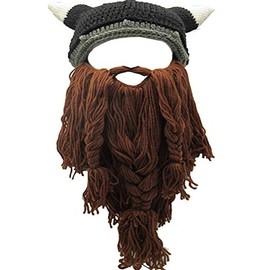 Flyou Wig Beard Hats Handmade Knit Warm Winter Caps Ski Funny Mask Beanie for Men Women (CNJ-Coffee)