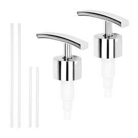 Pack of 2 Stainless Steel Soap Dispenser Pump Head, Soap Dispenser Replacement Pump, Soap Pump Dispenser for 27 mm Thread Bottle, Soap Dispenser with Tube for Kitchen, Bathroom, Shampoo, Shower Gel