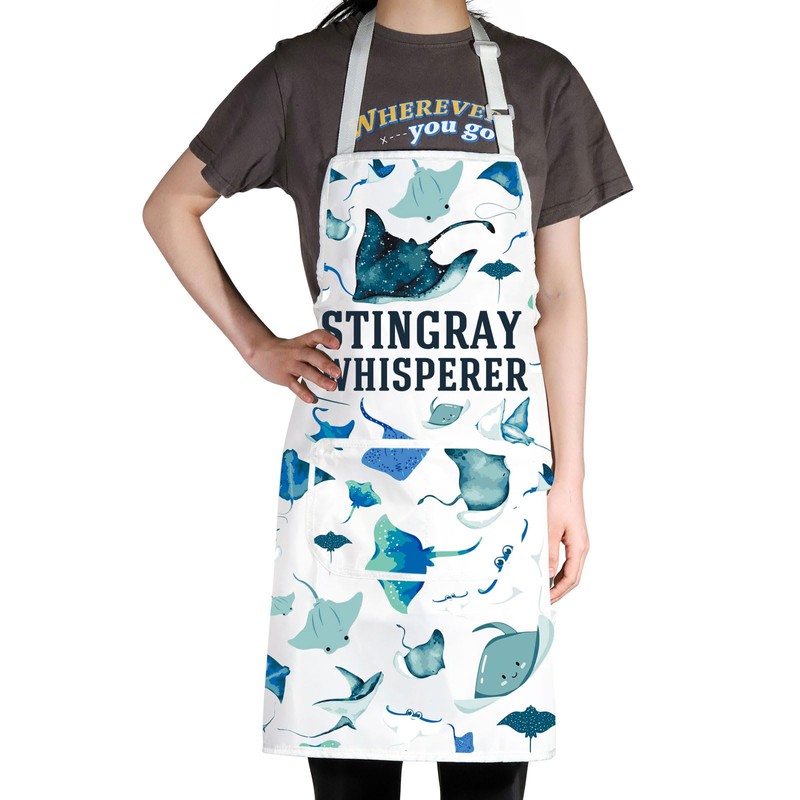 MYSOMY Stingray Kitchen Apron Stingray Lover Gift Stingray Manta Ray