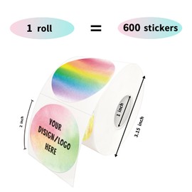 Yeachlaing 2 Inch Rainbow Round Self-Adhesive Thermal Labels - Multi-Purpose Roll Sticker Labels for DIY Logo Design, QR Code, Name Tag(600 Labels, 1 Roll)