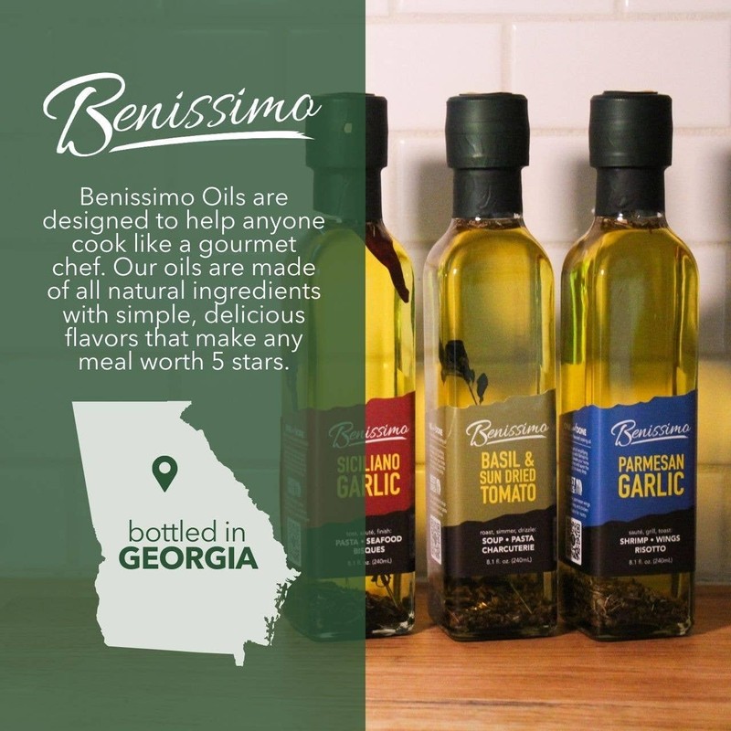 Benissimo Parmesan Garlic Herb Infused Oil, All Natural Gourmet Cooking