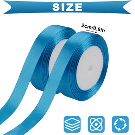 AWCIGG Satin Ribbon Blue, 44 m x 20 mm Gift Ribbon Decoration Ribbon Fabric Ribbon Ribbons for Gift Wrapping, Florists, Crafts, Sewing, Cars, Wedding, Christmas (22 m Roll)