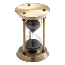 SuLiao Vintage 60 Minute Hourglass Sand Timer, Brass Black Sand Clock Stand, Unique Metal Sand Watch 60 Min, Antique Large 1 Hour Glass Sandglass for Home, Desk, Office Decorative