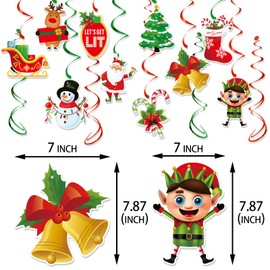 Panduola Red-White Green Christmas Party-Decorations Streamers - 16pcs Friendsmas New Year Hanging Swirls Banner Supplies, Classroom Ceiling Garland Indoor Holiday Decor