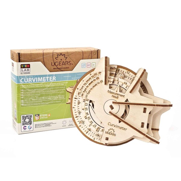 UGEARS STEM Curvimeter Model Kit - Creative Wooden Model Kits for Adults, Teens and Children - DIY Mechanical Science Kit for Self Assembly - Unique Educational and Engineering 3D Puzzles with AR App