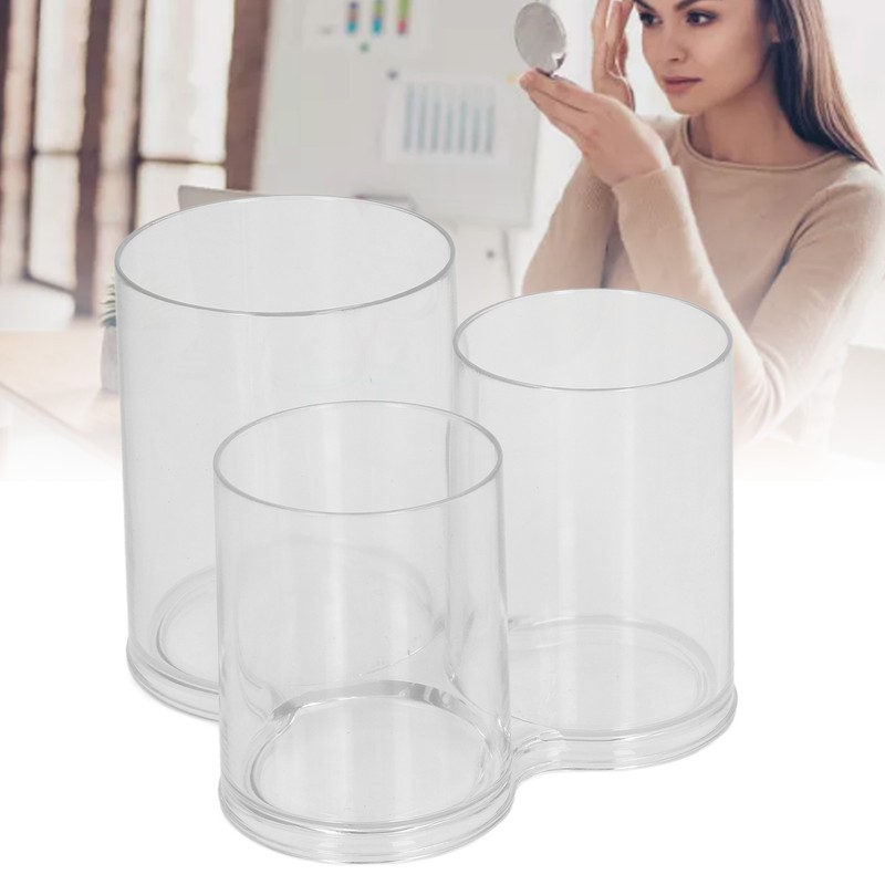 Clear Round Plastic Makeup Container Transparent Cylinder Makeup Brush Holder