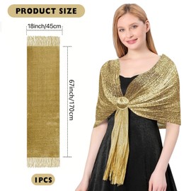 TUONYIS Sparkling Metallic Shawls and Wraps with Buckle Womens Evening Wrap Stole Shawl Shawls and Wraps for Women Gold Shawl Evening Wraps and Shawls For Wedding, Parties, Bridesmaid (Gold)