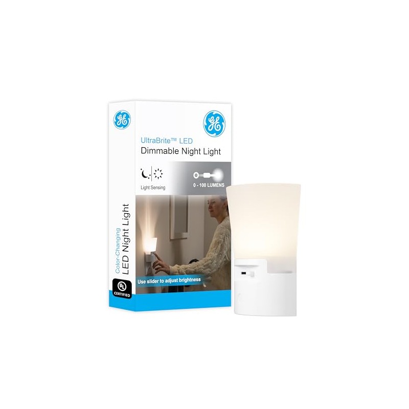 GE Ultrabrite Dimmable Sconce LED Night Light Plug-In, Energy Efficient,