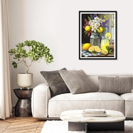 QAZWSX Lemons Diamond Art Painting Kits for Adult, 5D Diamond Art for Adults, Round Drill Painting by Diamonds Art and Crafts for Home Wall Decor Gift 12x16 Inch