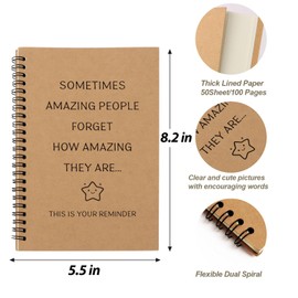 GEBETTER Thank You Gift for Colleagues Leaving Gifts A5 Spiral Kraft Lined Notepad Employee Appreciation Inspirational Notebook Gifts for Women Men Coworker Teacher Volunteer Colleague