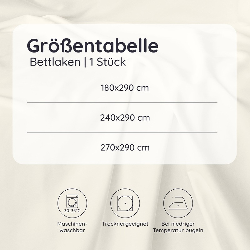 Bambaw Bed Sheet without Rubber Bamboo, 180 x 290 cm,