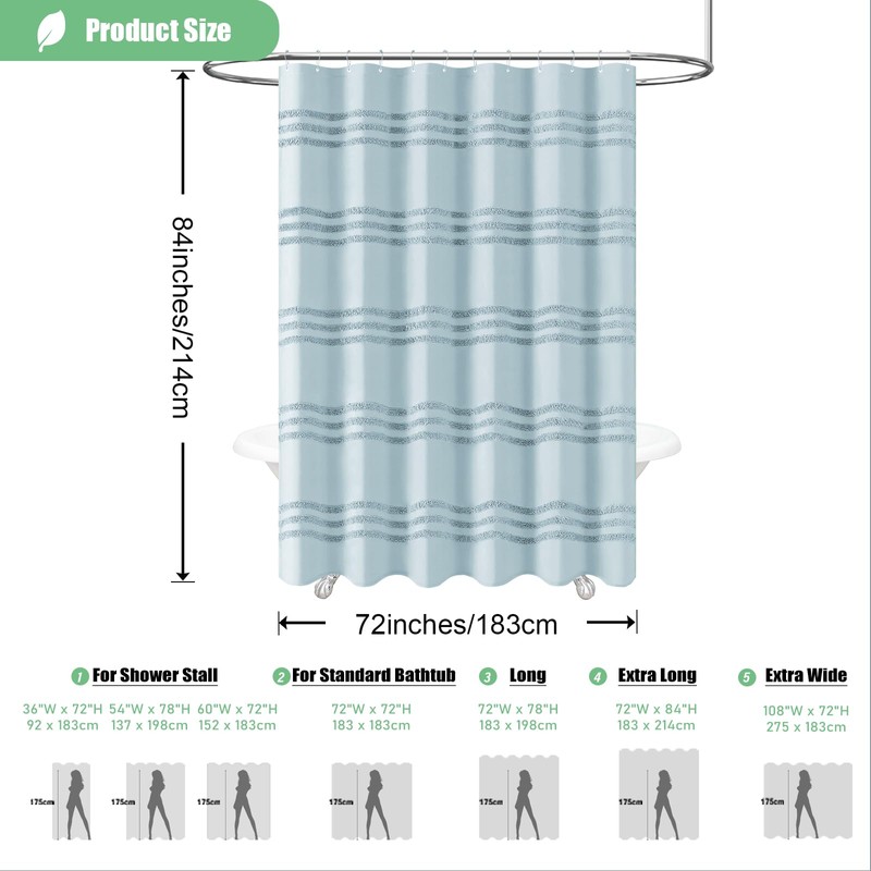 Dynamene Extra Long Shower Curtains - 72 x 84 Inches