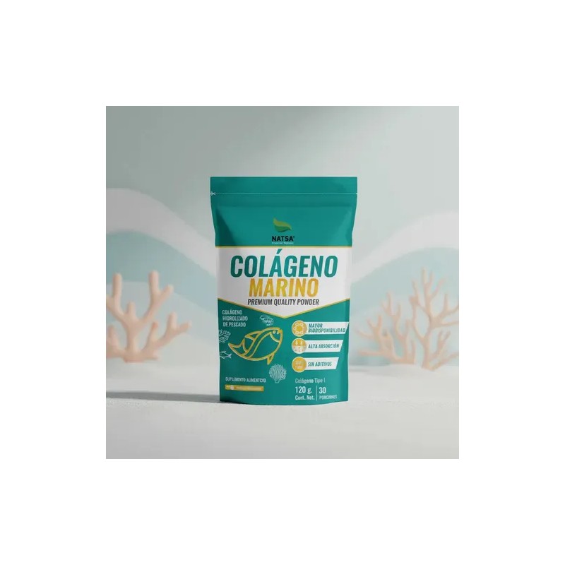 NATSA Colageno Marino Polvo 120 g, Sabor Natural, Calidad Premium