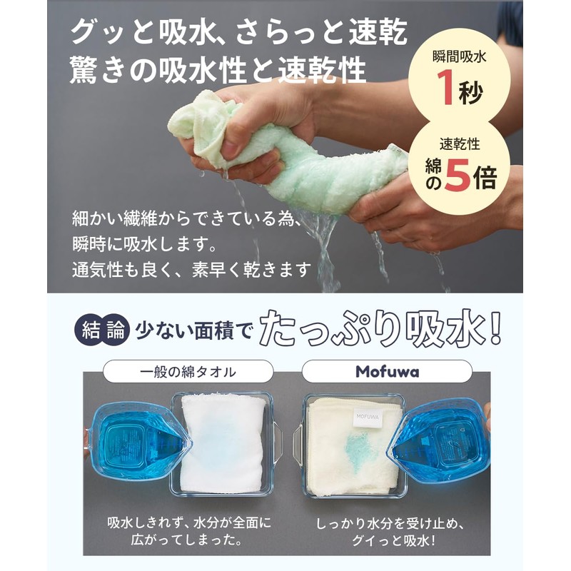 Mofuwa Bath Towel Set, Hyaluronic Acid Infused for Moisturized Skin,