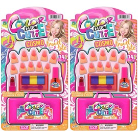 JA-RU Makeup Toy for Girls (2 Beauty Kits) Eyeshadow Palette, Toy Lipstick, Nail Gloss, Fake Nails. Kids Pretend Play. Princess Beauty Set. Birthday Girl Gifts & Accessories. 1621-2