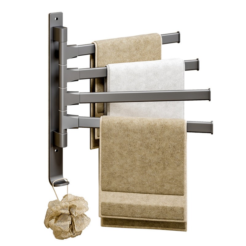 Swivel Towel Rack 4 Arms Thickened Space Aluminum 180 Degrees