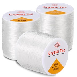 FIHODONE Pack of 3 Elastic Bands for Bracelets 0.8 mm, Elastic Band for Bracelets, Band for Bracelets 300 m, Bracelet Cord, Nylon Cord for Bracelets, Nylon Thread Transparent Tear-Resistant for DIY