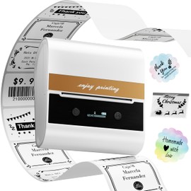 Memoking Thermal Label Maker, Label Printer Machine M260 3 inch Inkless Bluetooth Label Maker Barcode Sticker Printer for Smartphone and PC, Clothing, Jewellery, Retail, Address, Barcode, Home-White