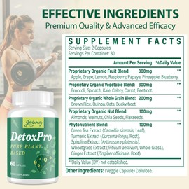 1000 MG Detox & Cleanse Capsules, 26-in-1 Plant-Based Formula for Detoxification, Detox Supplement for Women & Men, Natural Trace Binder, Liver, Antioxidant & Digestive Function, Vegan, 120 Counts