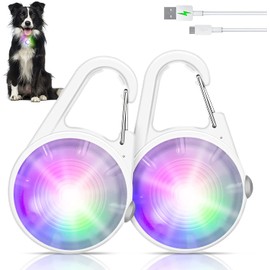 Dog Collar Light, 4 Modes Dog Lights for Night Walking, RGB Color Changing Dog Light, Rechargeable Dog Collar Lights for Nighttime Clip On, IP68 Waterproof Dog Walking Light for Dog Collar
