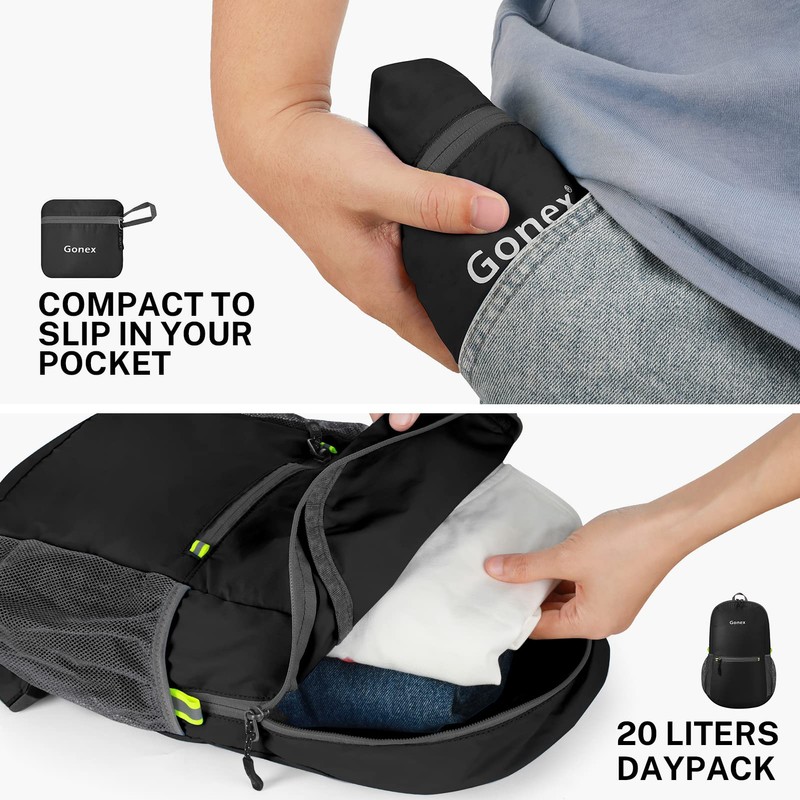 Gonex 20L Packable Backpack for Men Women Foldable Carry on