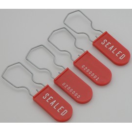 Plastic Padlock Security Seal with Large Shackle Metal Wire (Red, 25 Pack)