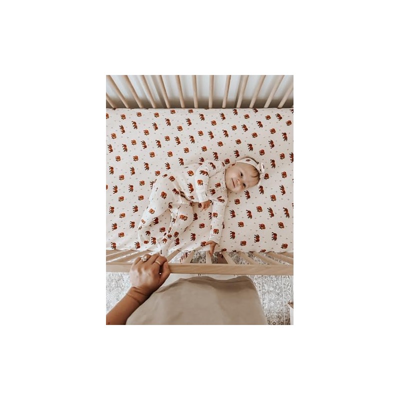 L'ovedbaby Organic Crib Sheets, Brown Bear
