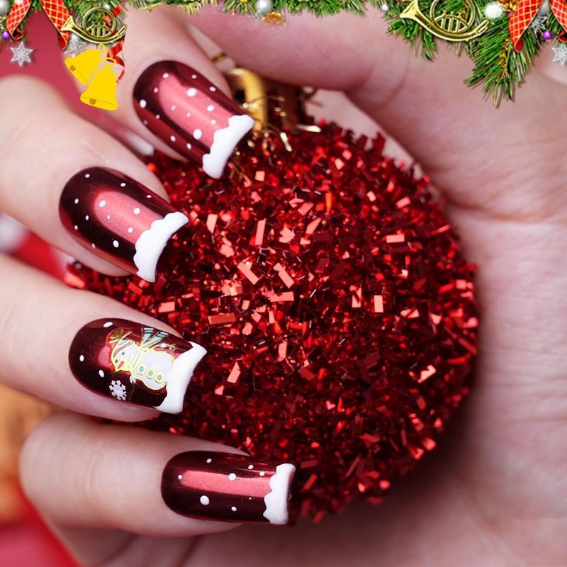 Pretty Diva Christmas Red Chrome Nail Powder, Red Nails Chrome