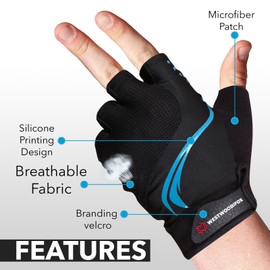 WESTWOOD FOX Cycling Gloves for Men Women, Breathable Half Finger Mountain Bike Gloves with Anti-Slip, Shock Absorbing Padded Palm, MTB Road Biking, Bicycle Gloves for Workout Sports (BLUE, L)
