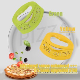 Holy Feather Heavy Duty Stainless Steel Pizza Cutter with Cover Premium Pizza Cutter Food Chopper Super Sharp Blade Pizza Knife Pizza Cutter Rocker Stainless Steel Sharp Pizza Cutter(Yellow&Green)