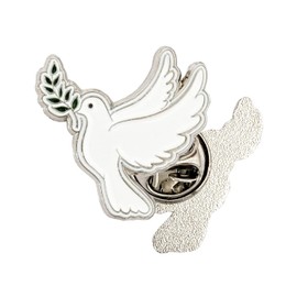 Generisch Dove of Peace Pin Badge 22mm x 21.5mm White/Green Unisex All Ages Pin Butterfly Clasp